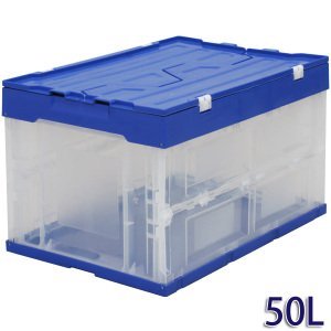 IRISOHYAMA アイリスオーヤマ ハード折りたたみコンテナフタ一体型 HDOH-50L ブルー/クリア 557703/HDOH-50L 1個