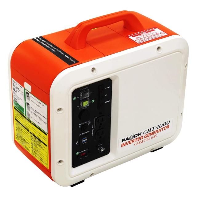 新潟精機(Niigataseiki) パオック(PAOCK) カセットガス式 インバータ発電機 定格出力:1.0kVA 50Hz/60Hz切替式 正弦波 GHT-1000
