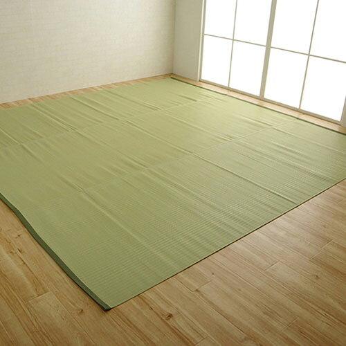 イケヒコ ラグカーペット ファーム グリーン 江戸間8畳 約352×352cm 洗える 日本製 国産 アウトドア レジャー 和室 シンプル #2112208