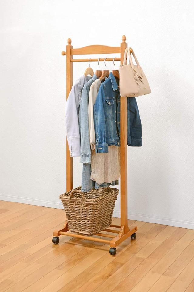 HAGIHARA 萩原 萩原 ハンガーラック コートラック コートハンガー キャスター付き 【収納力と使いやすさの両立】 衣類収納 天然木 木製 ナチュラル 幅60cm VR-7237NAの通販は 6,823円