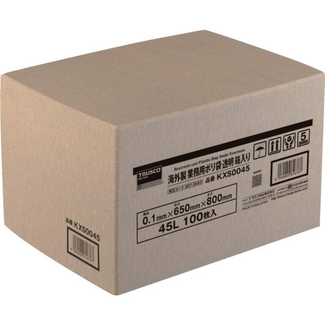 TRUSCO トラスコ中山 TRUSCO 海外製 業務用ポリ袋 透明・箱入 0.1×45L 100枚入
