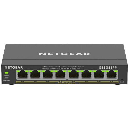 NETGEAR ネットギア SOHO家庭向けPoE+対応 123W ギガビット8Pアンマネージプラススイッチ(GS308EPP-100JPS)