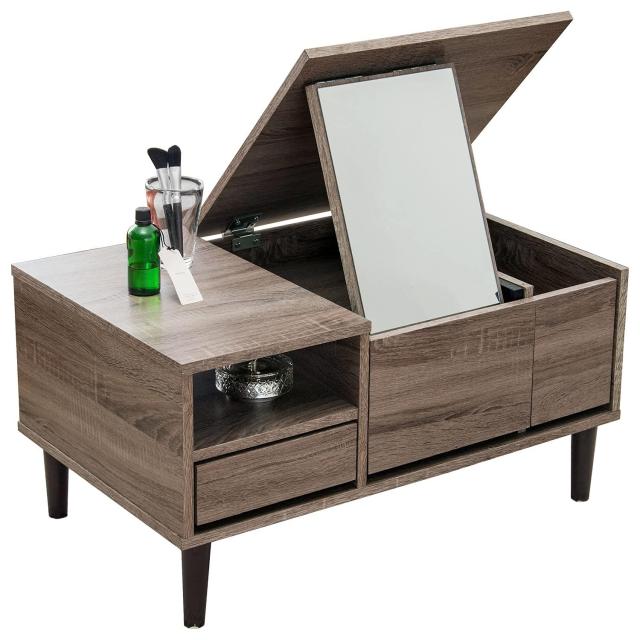 HAGIHARA 萩原 萩原 ドレッサーテーブル ドレッサー ロータイプドレッサー テーブル 【1台2役でコンパクト】化粧台 鏡台 デスク 机 収納 幅75cm グレー RD-1125GYの通販は