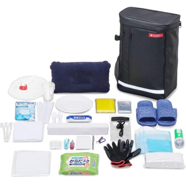 IRISOHYAMA アイリスオーヤマ アイリスオーヤマ 【防災士監修】防災グッズ 防災リュック 防災セット 1人用 27点 基本セット マスク 簡易トイレ 懐中電灯 ウォータータンク 撥水加工 災害セット 非常用持ち出し袋 ブラック BS127