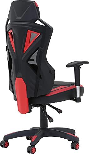 不二貿易 ゲーミングチェア パーソナルチェア レッド メッシュ 回転式 リクライニング レイズ 19427 幅68.5cm