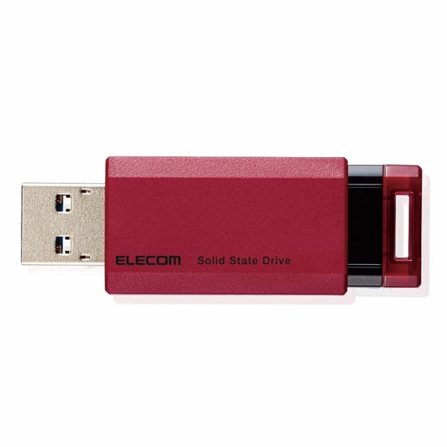 ELECOM エレコム ESD-EPK0500GRD 外付けSSD/ノック式/USB3.2(Gen2)対応/500GB/レッド(ESD-EPK0500GRD)