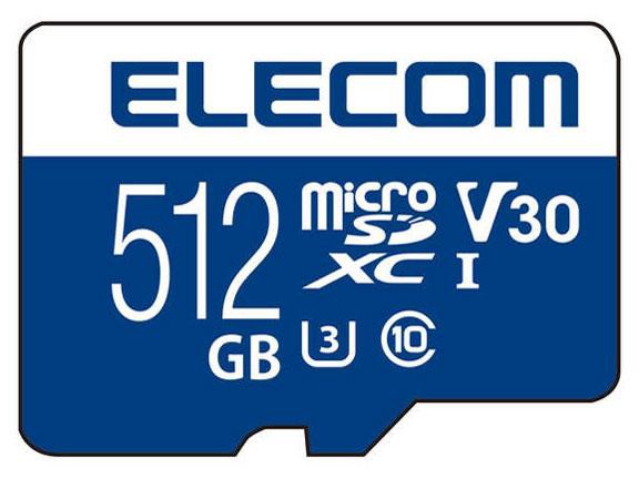 ELECOM エレコム MicroSDXCカード/データ復旧サービス付/ビデオスピードクラス対応/UHS-I U3 80MB/s 512GB(MF-MS512GU13V3R)