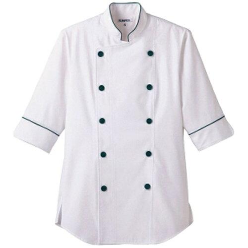 ... ショップコート ET-1137ホワイト×グリーン M【SKC5002】