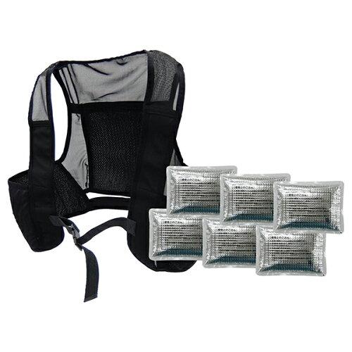 日本緑十字社 熱中症予防対策用品 ピタッと冷却ベスト 予備保冷剤付き ブラック フリーサイズ  375664 1組