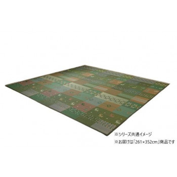イケヒコ い草ラグ 花ござ カーペット ラグ 6畳 ギャッベ(ギャベ)柄 抗菌防臭 消臭 江戸間6畳 (約261×352cm) グリーンの通販は