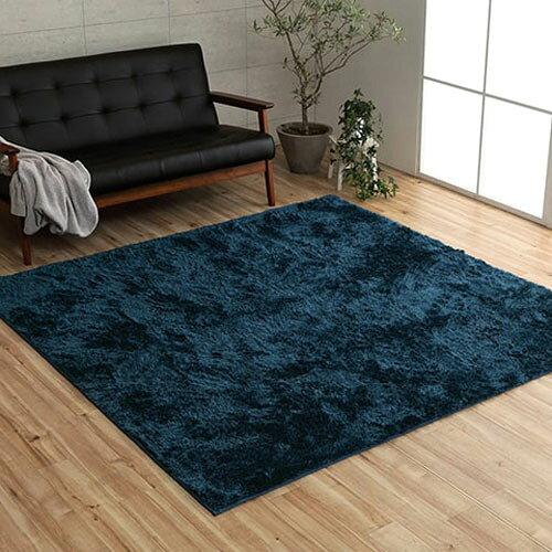 イケヒコ ラグ カーペット マット ルフォン 約130×185cm ネイビー オールシーズン シンプル 制菌加工 #3986379の通販は 5,643円