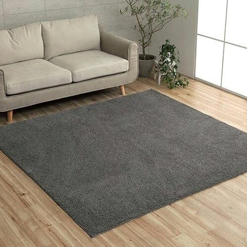 イケヒコ ラグ カーペット マット プリーム 約200×250cm グレー オールシーズン シンプル オーバーロック #3985439