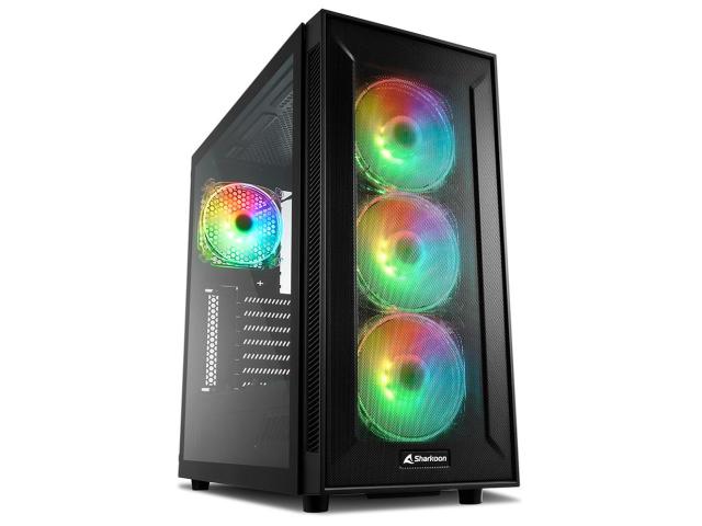 Sharkoon TG6M RGB ミドルタワーPCケース ATX / Micro-ATX / Mini-ITXマザーボード対応 120mm ARGBファン4基搭載 フロントメッシュパネル SHA-TG6M RGB 日本正規代理店品