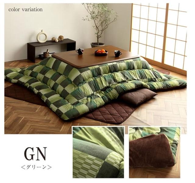 イケヒコ こたつ 掛け布団 大河 約205×245cm グリーン 長方形 単品 和柄 市松模様 #6032819