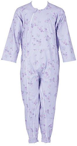 フットマーク 介護つなぎ服(前開き) L 403420 パープル/さくら柄