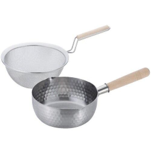 和平フレイズ 彩食庵 IH対応ステンレス雪平鍋18cm＆木柄ザルセット(SM-9549) (1033583)【入数:12】