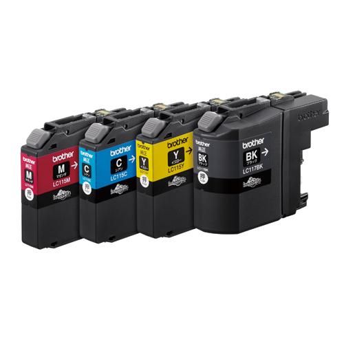 BROTHER ブラザー インクカートッジ 大容量 インク4色(ブラック・シアン・マゼンタ・イエロー)パック (LC117/115-4PK)