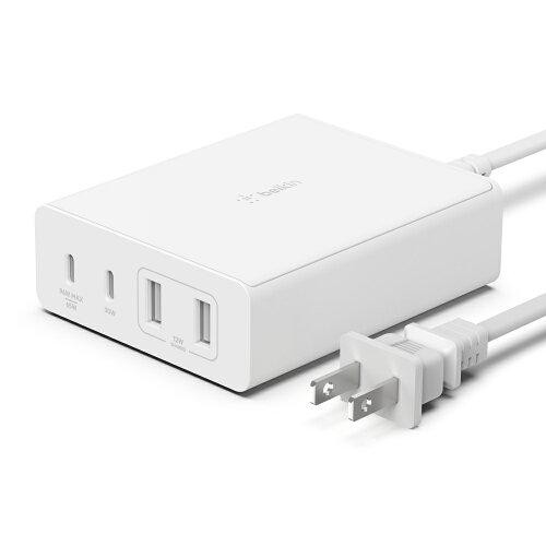 Belkin Components Belkin 108W GaN急速充電器 4ポート(USB-C×2＆USB-A×2) 電源ケーブル(2メートル) MacBook Pro/MacBook Air/iPad Pro/iPhone 13 / 12 / 11 / SE/Androidスマホ各種対応 WCH010dqWHJP