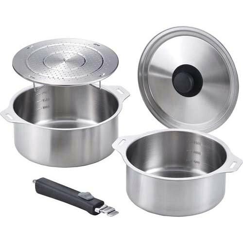 和平フレイズ 燕三 IH対応ハンドル着脱式鍋18・20cmセット(蒸し台付)(EM-030) (1034241)