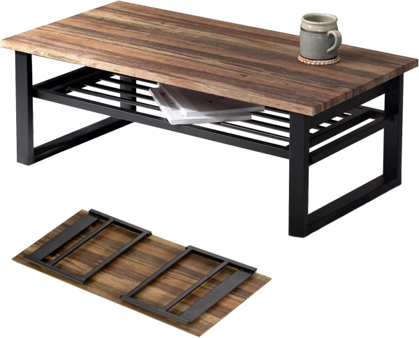 HAGIHARA 萩原 折れ脚テーブル LT-4398LBR ※北海道、沖縄、離島配送不可