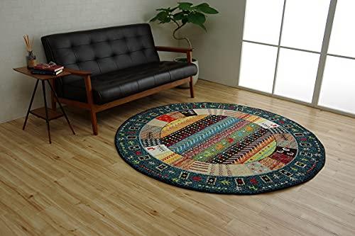 イケヒコ ラグカーペット マット 絨毯 イビサ 約160cm丸 ネイビー 円形 抗菌防臭効果 ウィルトン織 #2371079の通販は