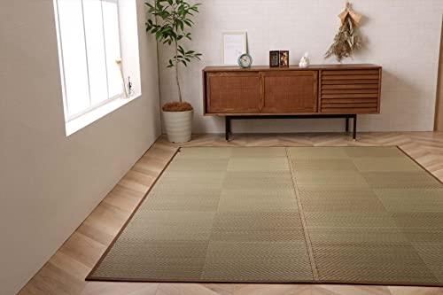 イケヒコ い草 ラグ カーペット マット DXノア 滑り止め 不織布 約200×140cm 裏貼り ブラウン ナチュラル シンプル モダン 市松 格子 消臭 防臭 抗菌 #8242250