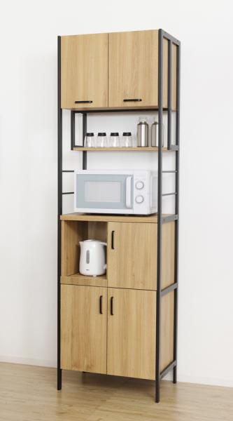 KUROSHIO クロシオ 【23388】 アート食器棚60-200 モダンナチュラル 木製 スチール キッチン 【北海道、沖縄、離島配達不可】