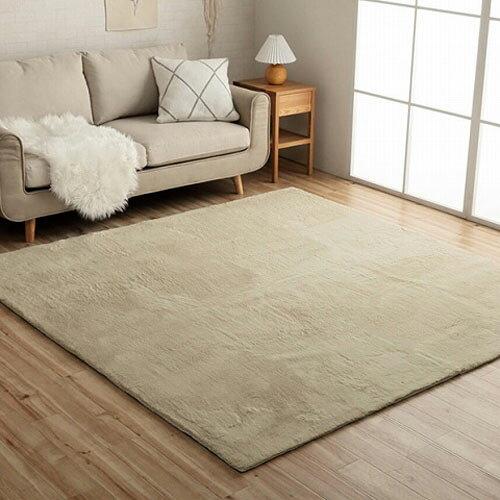 イケヒコ ラグ カーペット マット 長方形 ラピアス ミルキーベージュ 約200×250cm シンプル 無地 やわらか ふかふか ソフトタッチ フェミニン #3987919の通販は