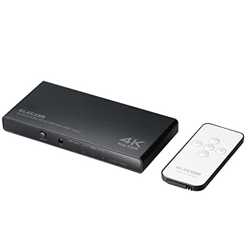 ELECOM エレコム HDMI切替器/4K60Hz対応/4ポート/専用リモコン付(DH-SW4KC41BK)