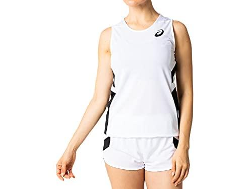 ASICS アシックス APGA3 W’Sランニングシャツ 2092A086 BホワイトxBK(100) サイズ:XLの通販は