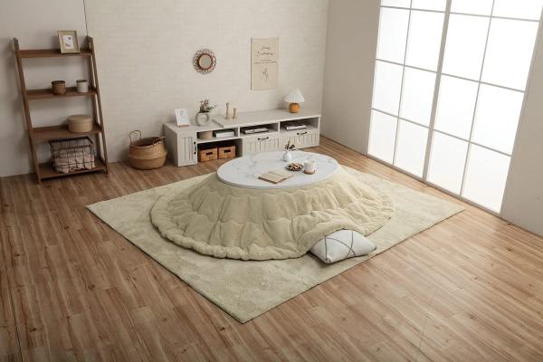 こたつ布団 楕円形 無地調 『ラピアス』 ミルキーベージュ 約185×225cm