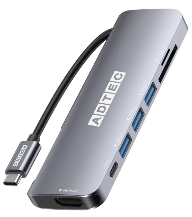 アドテック マルチポートハブ 7in1 USB-C (Type-C. Type-A. SD/TF slot. 4K FulHD)【AHUB-VCA3P-4K30】 6,241円