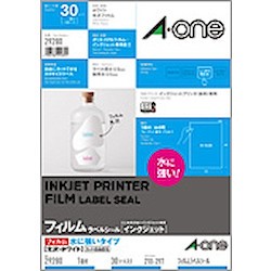 エーワン ラベルシール[インクジェット]耐水 光沢ホワイト 30シート入 29280(29280)の通販は 6,568円