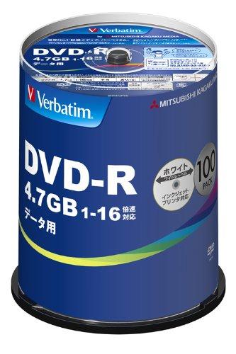 三菱化学メディア DVD-R(Data) 1回記録用 4.7GB 1-16倍速 100枚スピンドルケース100P IJP対応(DHR47JP100V4)の通販は 5,806円