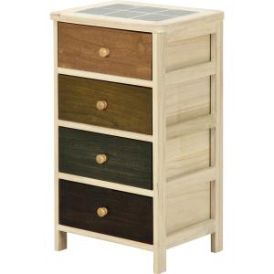 不二貿易 桐製 マルチカラフル4段ボックス シンクエ【95391】 北海道