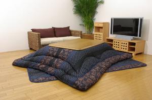 イケヒコ 国内プリント こたつ厚掛敷布団セット 『万葉』 ブルー 205×285cm