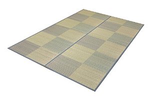 イケヒコ い草花ござカーペット 『DXパルコ裏貼CP』 ブルー 江戸間3畳(約174×261cm) (裏:不織布)