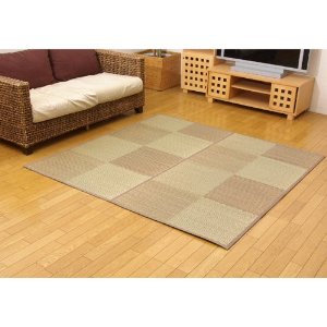 イケヒコ い草花ござカーペット 『DXパルコ裏貼CP』 ブラウン 江戸間4.5畳(約261×261cm) (裏:不織布)