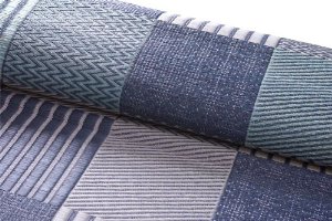 イケヒコ 純国産 い草花ござカーペット 『京刺子』 ブルー 江戸間8畳(約348×352cm)  4110108 1個 33,543円