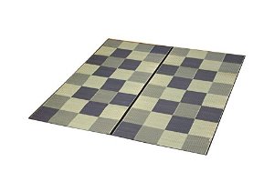 イケヒコ 純国産 い草ラグカーペット 『Fブロック2』 グレー 約191×191cm(裏:ウレタン)