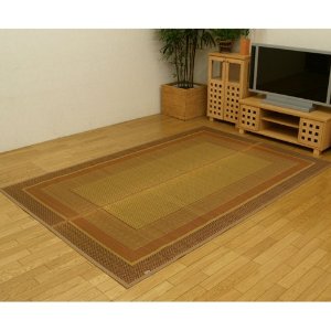 イケヒコ ラグ 国産 い草 ござ カーペット 『ランクス』 ベージュ 江戸間2畳(約174×174cm)