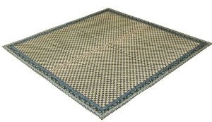 イケヒコ 純国産 イ草花ござカーペット 『かれん』 ブルー 江戸間4.5畳(約261×261cm)