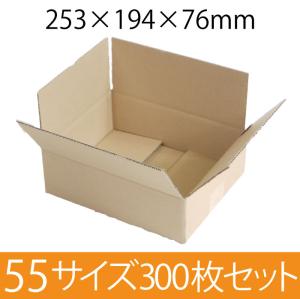 梱包資材 梱包用段ボール 55サイズ (253×194×76mm) 厚さ3mm 【300枚セット】 クラフト色 引越用ダンボール 無地 収納 激安【入数:300】