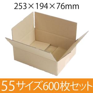 梱包資材 梱包用段ボール 55サイズ (253×194×76mm) 厚さ3mm 【600枚セット】 クラフト色 引越用ダンボール 無地 収納 激安【入数:600】