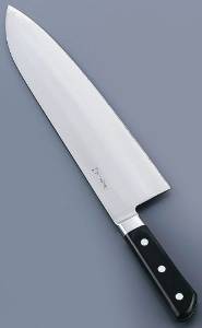 河村刃物 堺菊守日本鋼(口金付)巾広厚口牛刀27cm【AKK9001】