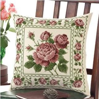 オリムパス製絲 6051 オリムパス ししゅうキット クッション アンティークローズ (2106be)