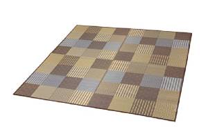 イケヒコ 純国産 袋織い草ラグカーペット 『京刺子』 ブラウン 約191×191cmの通販は