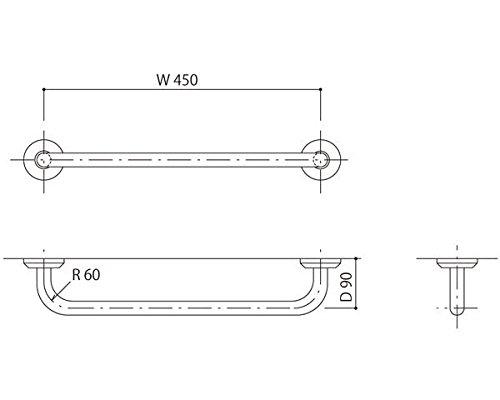 新協和 握りバー 化粧丸座80φ標準取 ヘアラインの通販は