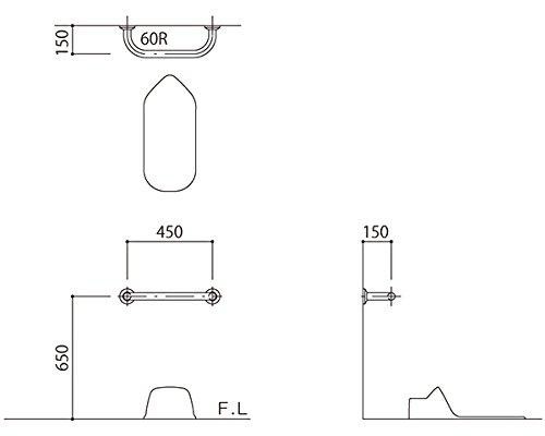 新協和 バリアフリー手摺 和式トイレ用標準取38mm バフ研磨の通販は