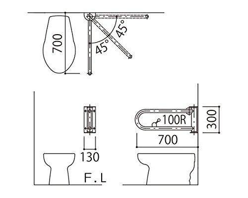 新協和 手摺 洋式トイレ用可動型のみ右34mm バフ研磨